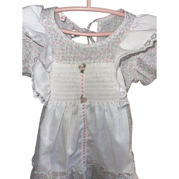 Evy Of California Vintage Girls USA Made Lace Dress T-2 Flower Dress Big Doll - Picture 2 of 16